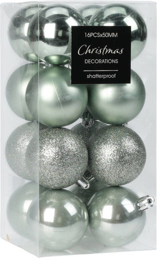 Merkloos Christmas Decoration kleine kerstballen 24x -mintgroen-3cm -kunststofA  Kerstbal