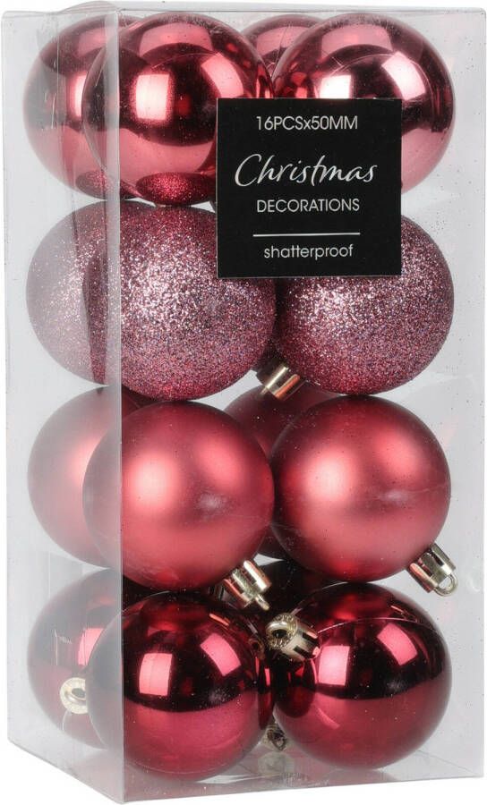Merkloos Christmas Decoration kleine kerstballen 24x -roze -3 cm -kunststofA  Kerstbal