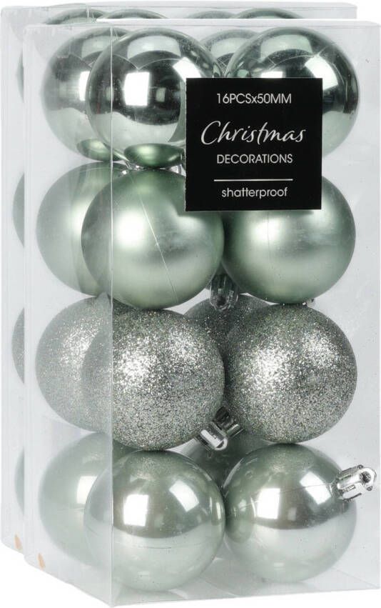 Merkloos Christmas Decoration kleine kerstballen 48x -mintgroen-3cm -kunststofA?A  Kerstbal
