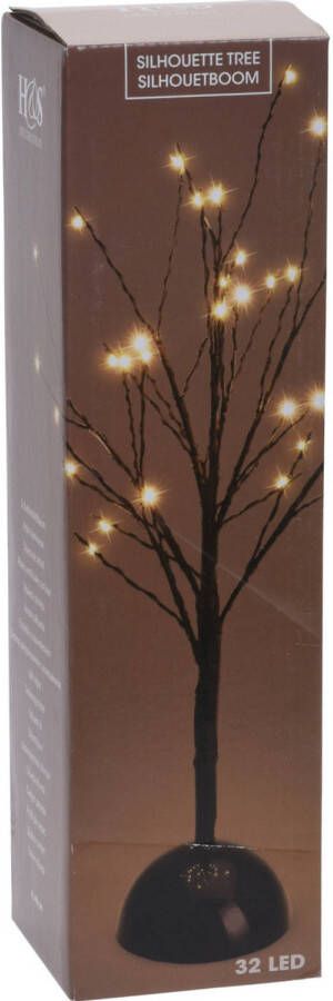 Merkloos Christmas Decoration lichtboom H40 cm zwart metaal batterij kerstverlichting figuur
