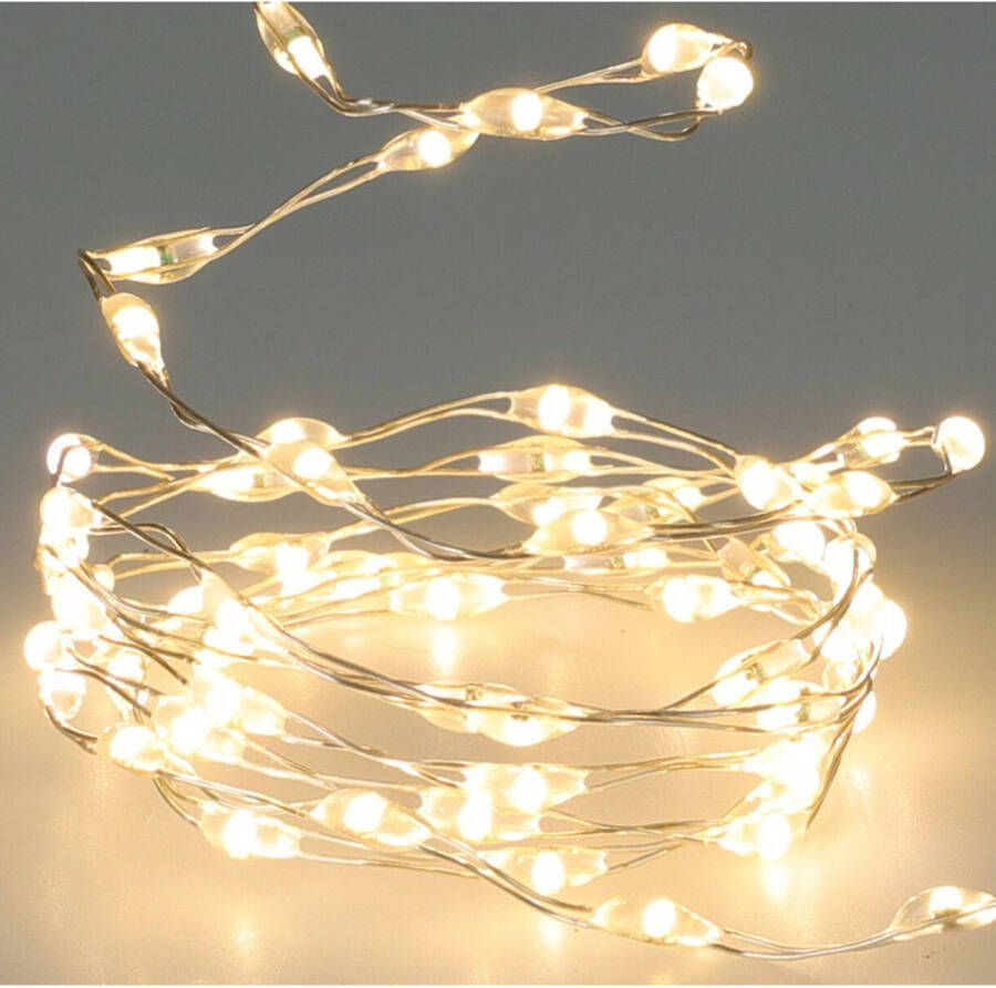 Merkloos Christmas Decoration lichtdraad zilverdraad- 132 leds wit 200 cmA  Lichtsnoeren