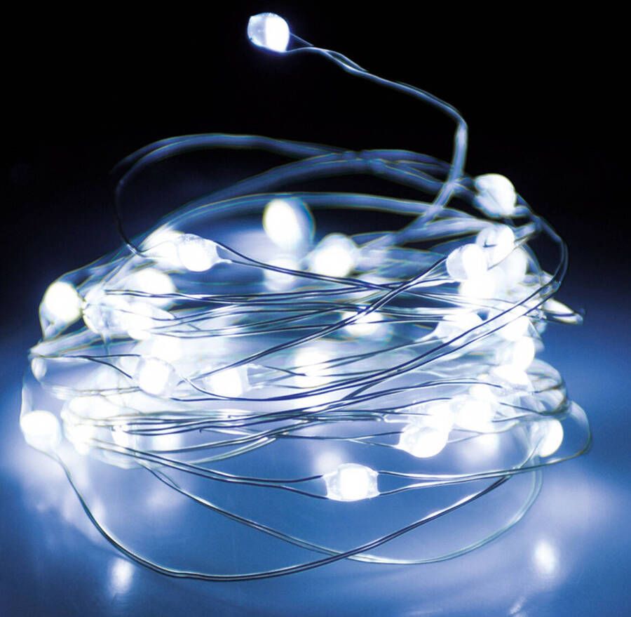 Merkloos Christmas Decoration lichtdraad zilverdraad-2x 132 leds wit 2 m Lichtsnoeren