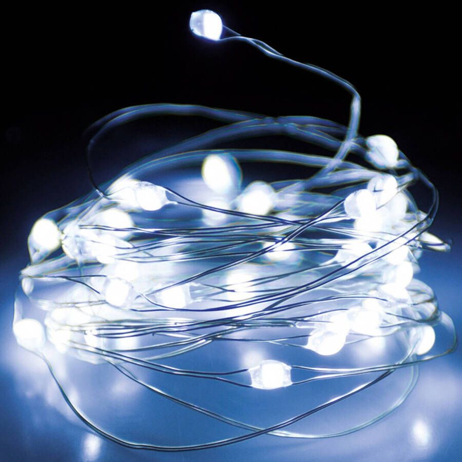 Merkloos Christmas Decoration lichtdraad zilverdraad- 66 leds wit 100 cmA  Lichtsnoeren