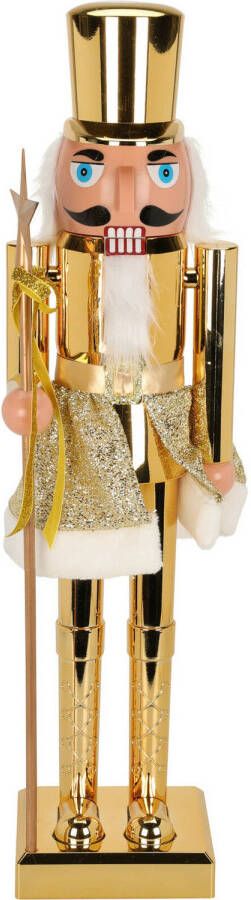 Merkloos Christmas Decoration notenkraker figuur beeld 60 cm goud Kerstbeeldjes
