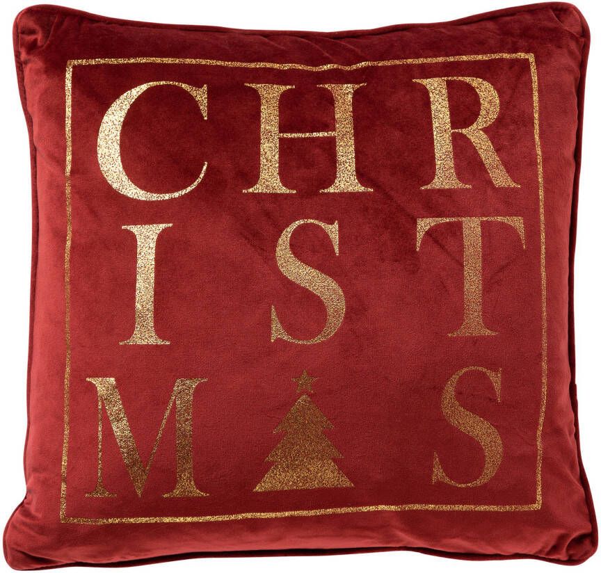 Merkloos CHRISTMAS Sierkussen 45x45 Rood Kerst decoratie velvet
