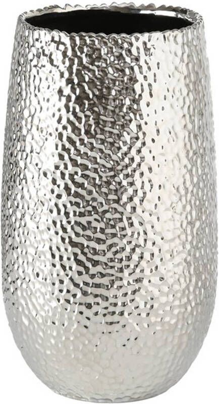 Merkloos Cilinder vaas bloemenvaas zilver 31 cm Vazen