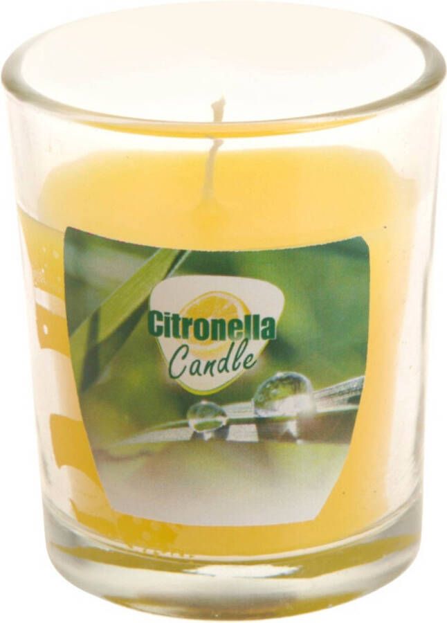 Merkloos Citronella anti muggen kaarsen in transparant glas 5 x 6 cm geurkaarsen