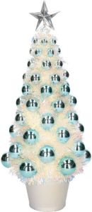 Merkloos Complete Mini Kunst Kerstboom Kunstboom Blauw Met Lichtjes 40 Cm Kunstkerstboom