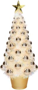 Merkloos Complete Mini Kunst Kerstboom Kunstboom Goud Met Lichtjes 40 Cm Kunstkerstboom