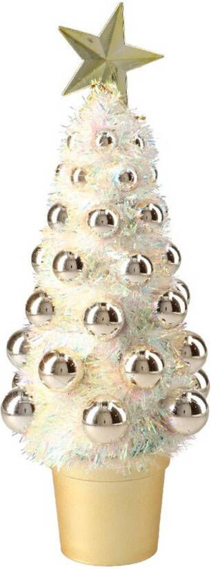 Merkloos Complete mini kunst kerstboompje kunstboompje goud met kerstballen 29 cm Kunstkerstboom