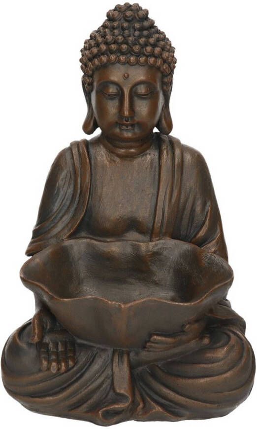 Merkloos Zittend Boeddha beeld zwart 30 cm Woondecoratie woonaccessoires Decoratiebeelden Boeddhabeelden voor in huis Beeldjes