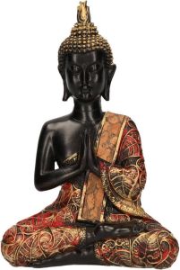 Merkloos Decoratie Boeddha Beeld Zwart groud rood 21 Cm Type 1 Beeldjes
