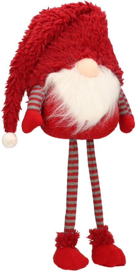 Merkloos Decoratie gnome kabouter pop H55 cm rood kerstman pop Kerstman pop