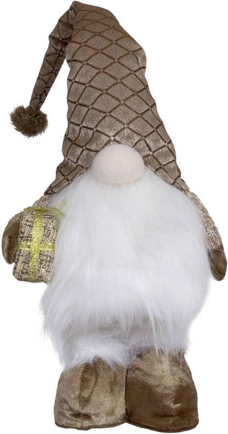 Merkloos Decoratie kerst gnome pop H36 cm met verlichting Kerstman pop