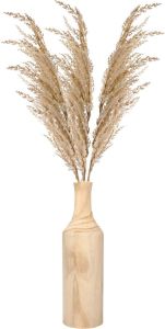 Merkloos Decoratie pampasgras kunst pluimen in houten vaas beige 100 cm Kunsttakken