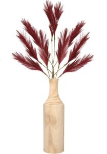 Merkloos Decoratie pampasgras kunst pluimen in houten vaas bordeaux rood 98 cm Kunsttakken