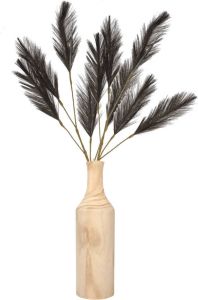 Merkloos Decoratie pampasgras kunst pluimen in houten vaas zwart 98 cm Kunsttakken