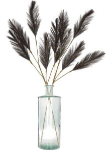 Merkloos Decoratie pampasgras kunst pluimen in vaas gerecycled glas zwart 98 cm Kunsttakken