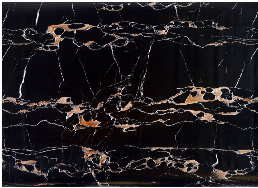 Merkloos Decoratie plakfolie 3x marmer patroon zwart goud 45 cm x 2 m zelfklevend Meubelfolie