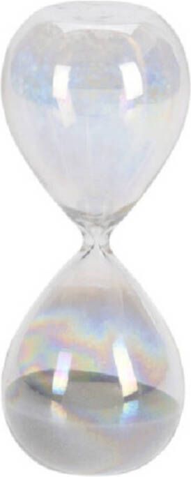 Merkloos Decoratie zandloper lichtgrijs parelmoer van glas 6 x 6 x 15 cm Zandlopers