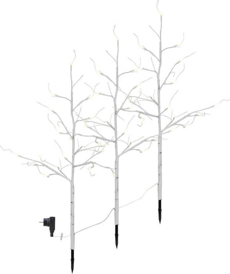 Merkloos Decoratieboom Berk Winter Kerst 3 Stuks 75 cm Wit