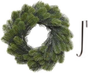 Merkloos Dennenkrans 50 cm met 106 takken kerstversiering met ijzeren hanger Kerstkransen