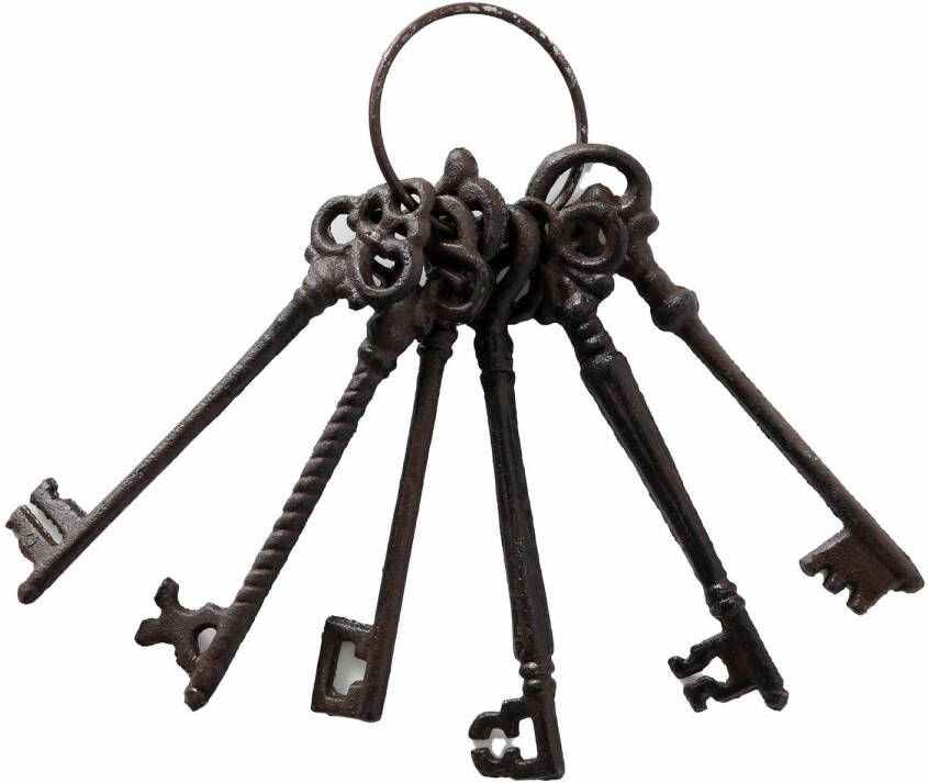Merkloos Deocratie sleutelhanger met gietijzeren sleutels 6x stuks 20 cm Sleutelkastjes
