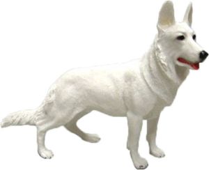 Merkloos Polystone tuinbeeld Duitse herder hondje 15 cm Beeldjes