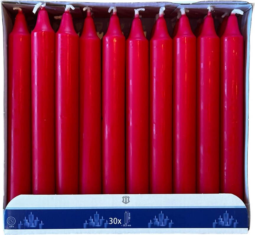 Merkloos Dinerkaarsen Tafelkaars 180 x Ø 20 5 mm brandduur 6 uur rood 30 stuks