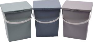 Merkloos Discountershop 3x Opbergbox afsluitbare multibox 4.5 liter 100% BIO recyclable 23x16x13.5 cm Grijs blauw Mint