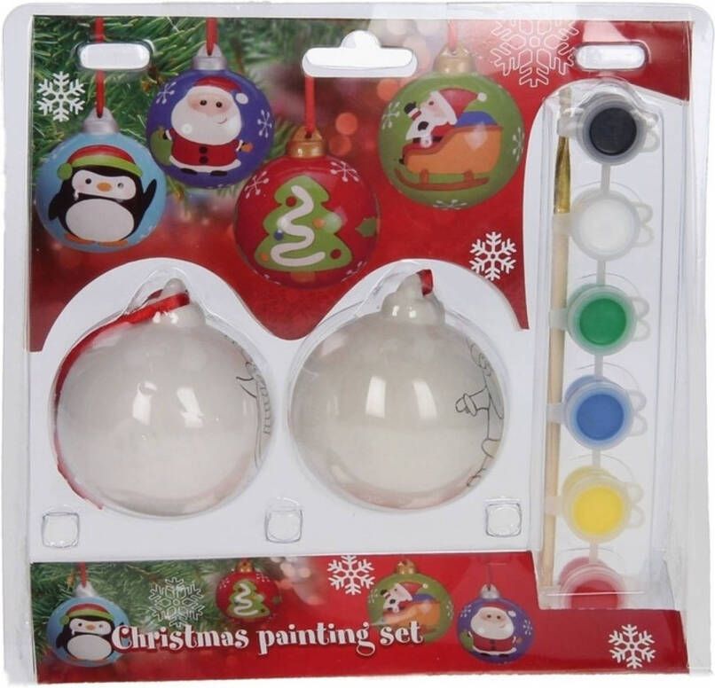 Merkloos Zelf Kerstballen beschilderen set Kerstbal