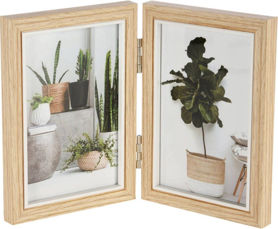 Merkloos Dubbele houten fotolijst geschikt voor twee foto van 10 x 15 cm Fotolijsten