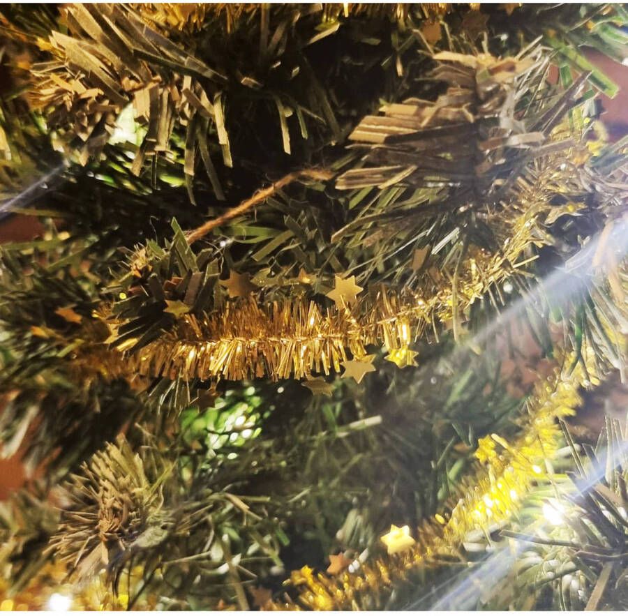Merkloos Dunne folie slingers goud 2x stuks 3 5 x 700 cm kerstslinger Kerstslingers
