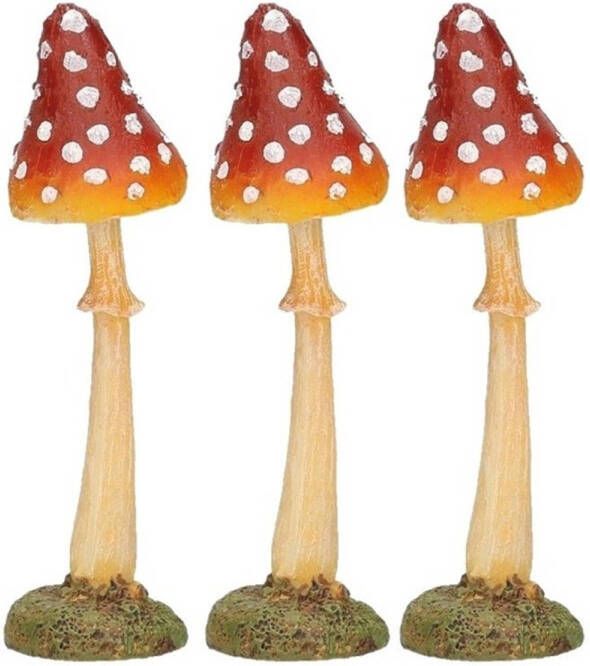 Merkloos Een set van 3 herfst decoratie paddenstoelen vliegenzwammen 12 cm
