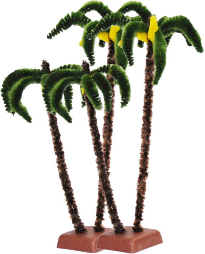 Merkloos Euromarchi miniatuur palmboompjes 2x 22 cm kunststof Beeldjes