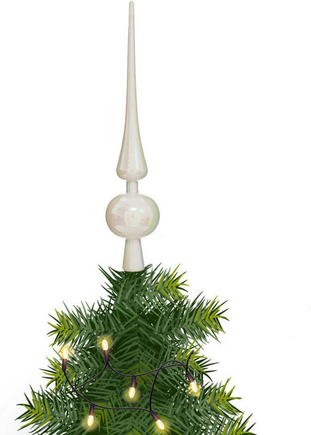 Merkloos Feeric lights and christmas kerstboom piek wit plastic H28 cm kerstboompieken