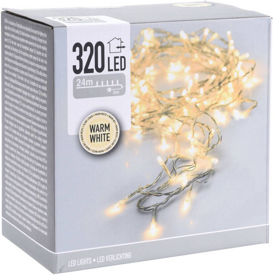 Merkloos Feestverlichting lichtsnoeren met 320 warm witte led lampjes lichtjes 24 meter Kerstverlichting kerstboom