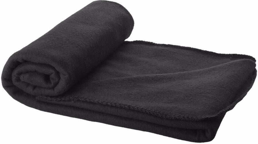 Merkloos Fleece deken zwart 150 x 120 cm Plaids