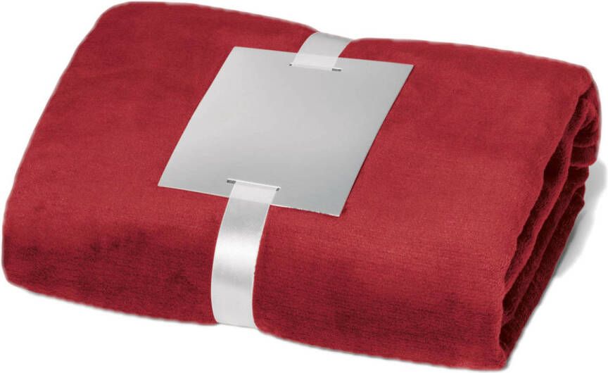 Merkloos Fleece deken plaid bordeaux rood 240 grams polyester 120 x 150 cm Plaids
