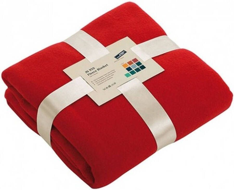 Merkloos Fleece deken plaid rood 130 x 170 cm Plaids