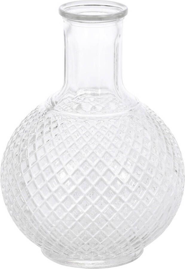 Merkloos Flesvaas glas transparant 13 x 19 cm Vazen van geruit glas Vazen