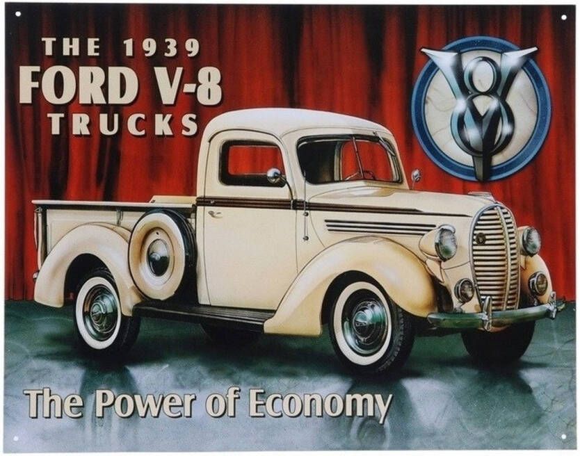 Merkloos Ford V-8 truck modellen wandplaat 32 x 41 cm Metalen wandbordjes