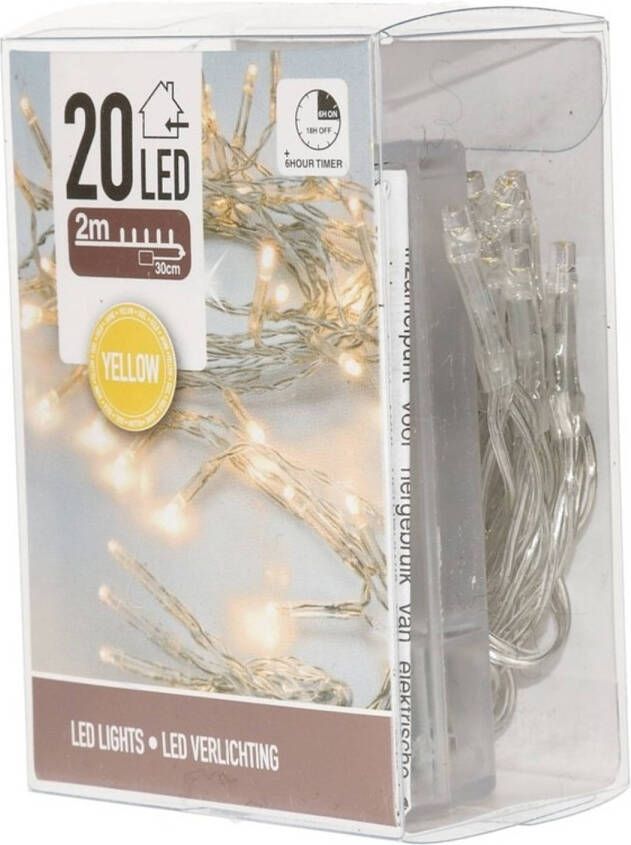 Merkloos Gele lichtsnoer clusterverlichting op batterijen 200 cm Kerstverlichting kerstboom