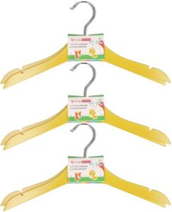 Merkloos Gele stevige houten kledinghangers voor kinderen 12x stuks Kledinghangers