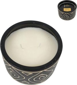 Merkloos Geurkaars in Keramieke Zwarte Pot Vanille & Amber Wood 12 cm 20 Branduren