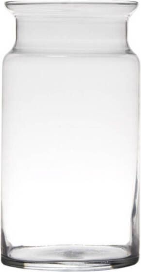 Merkloos Transparante home-basics melkbus vaas vazen van glas 29 x 15 cm Bloemen takken boeketten vaas voor binnen gebruik Vazen