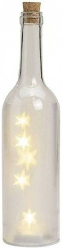 Merkloos Glazen decoratie flessen met sterren inclusief verlichting 29 x 7 cm kerstverlichting figuur