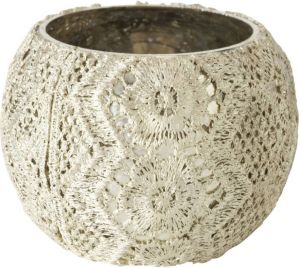 Merkloos Glazen design windlicht kaarsenhouder antiek zilver 7 x 9 cm. Voor theelichtjes waxinelichtjes Waxinelichtjeshouders