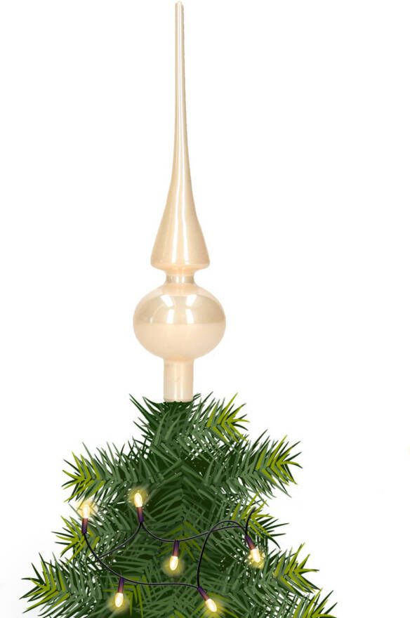 Merkloos Glazen kerstboom piek topper champagne glans 26 cm kerstboompieken