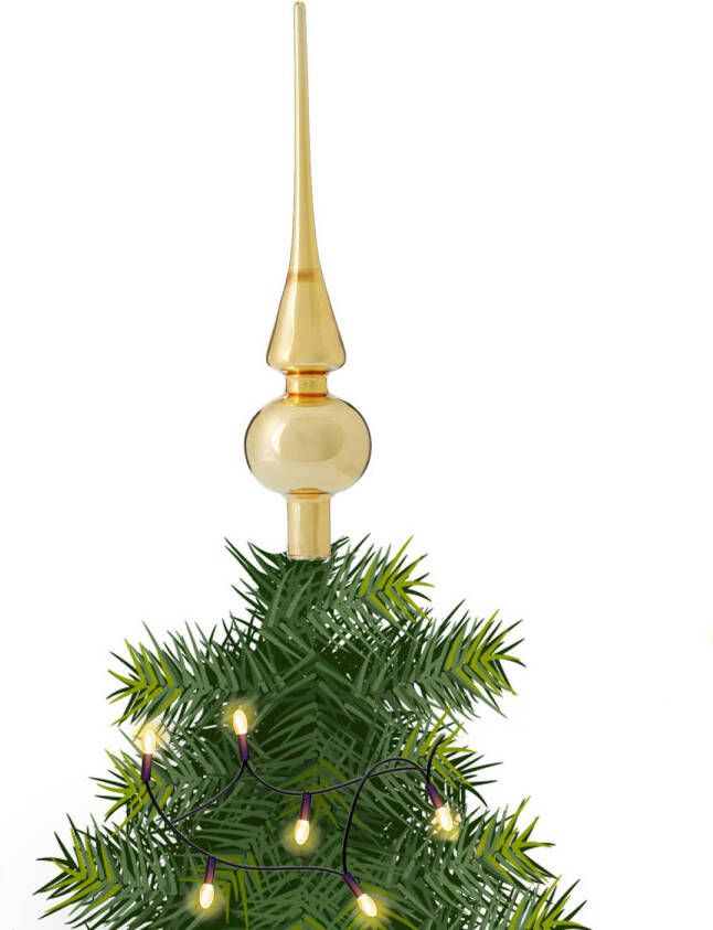 Merkloos Glazen kerstboom piek topper goud glans 26 cm kerstboompieken